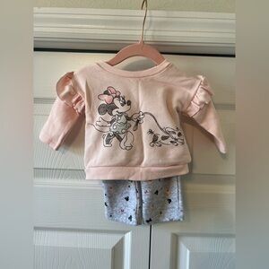 Disney Baby Light Pink Crewneck sweater and sweats matching set.